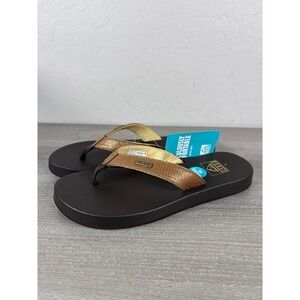 Reef Mia Sassy Copper Metallic Flip Flop Sandals Womens 6 Brown Gold NEW